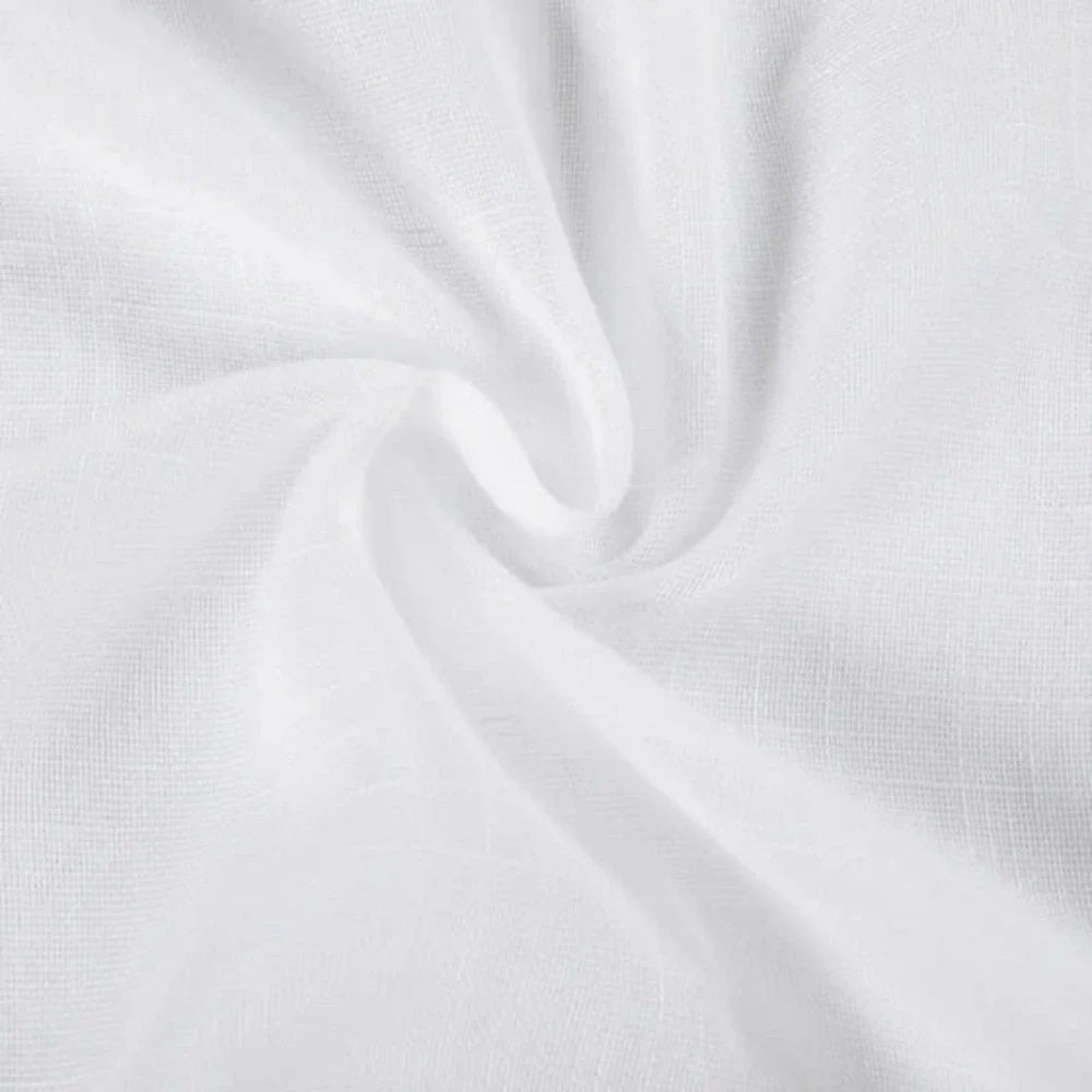 TWOPAGES Liz Linen Flynn Sheer White Drape Pleated Curtains (2) 26Wx102L NEW